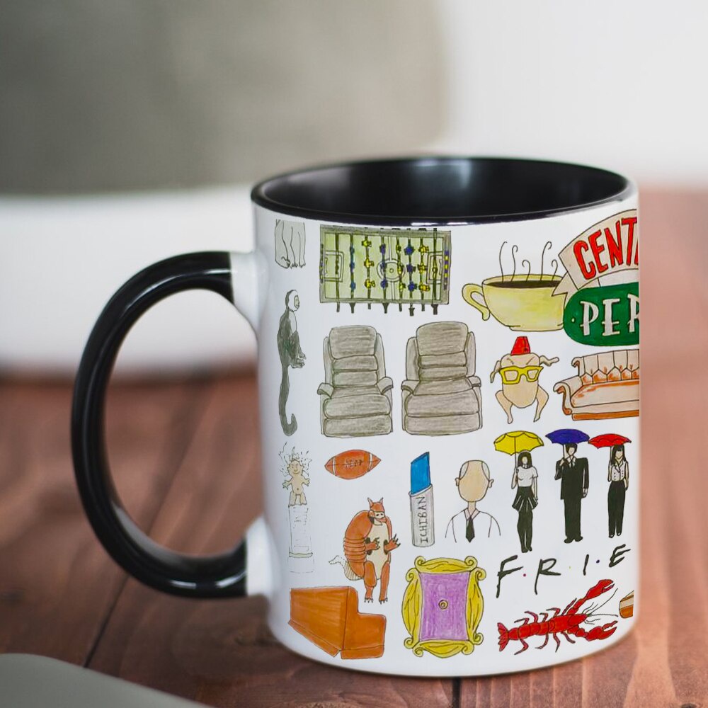 2022 New FRIENDS TV Show Coffee Mugs 11oz Black Pink Ceramic Tea Mug