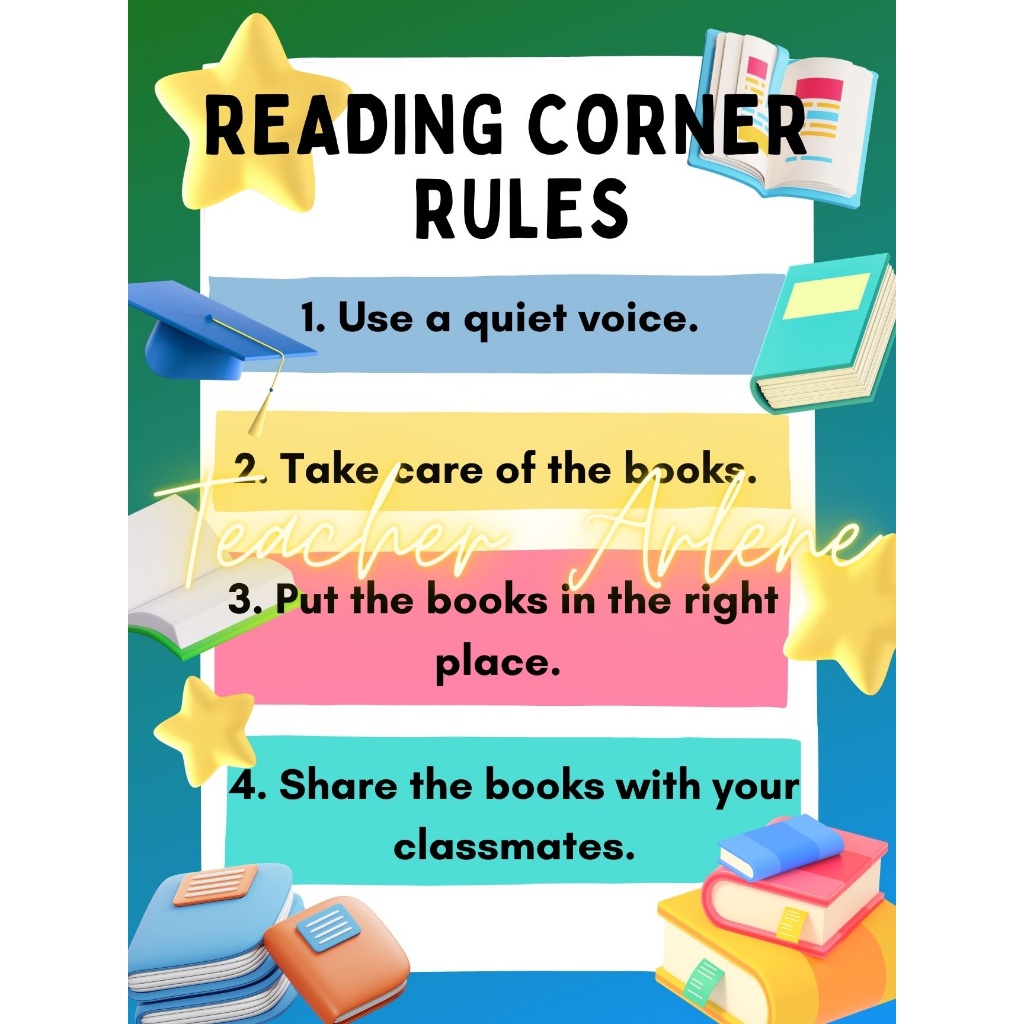 UY Reading Corner Rules / Classroom Rules Tarpaulin Poster Teaching
