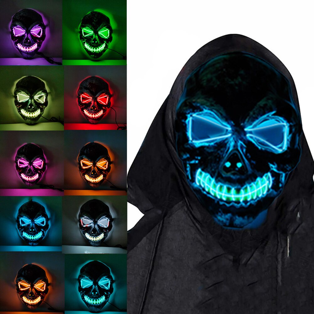 1P Scary Halloween Colplay Light Up Purge Mask Halloween Masquerade