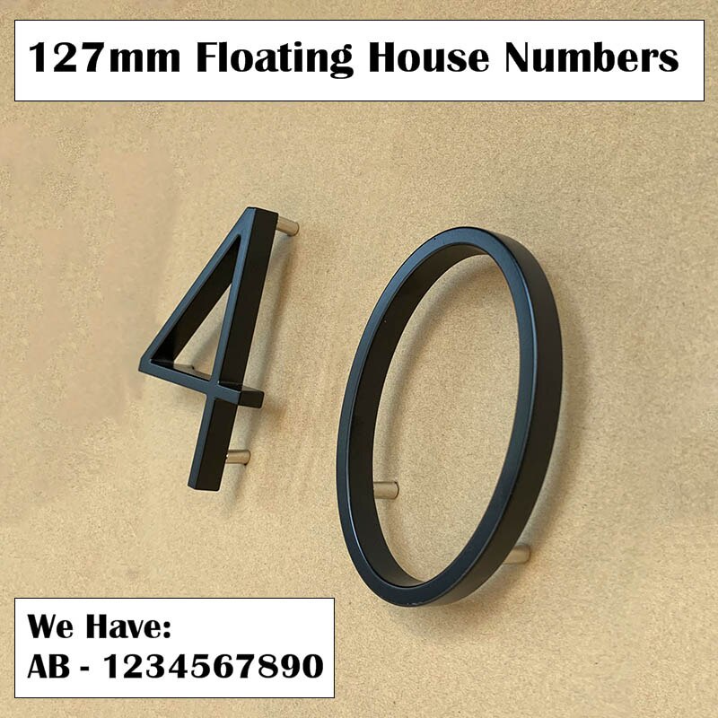 Black Floating House Numbers Doorplate Letters Metal Address Sign Plate