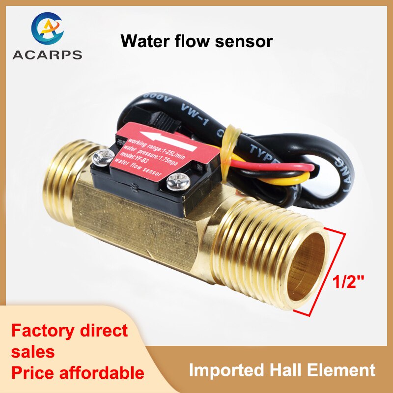 12 Water Flow Sensor Brass External Thread Dn15 Hall Sensor Turbine Flowmeter Dc5~18v Used For 1523