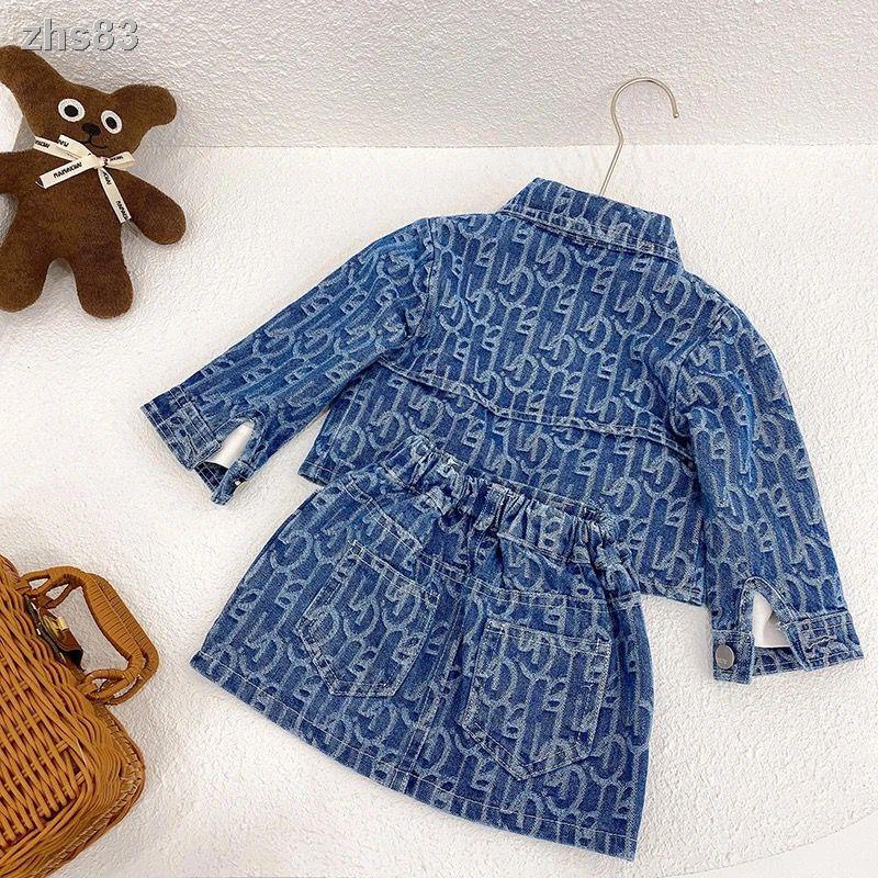 Baby Girl Jean Clothes Set Cotton Infant Toddler Kid Denim Jacket+Skirt ...