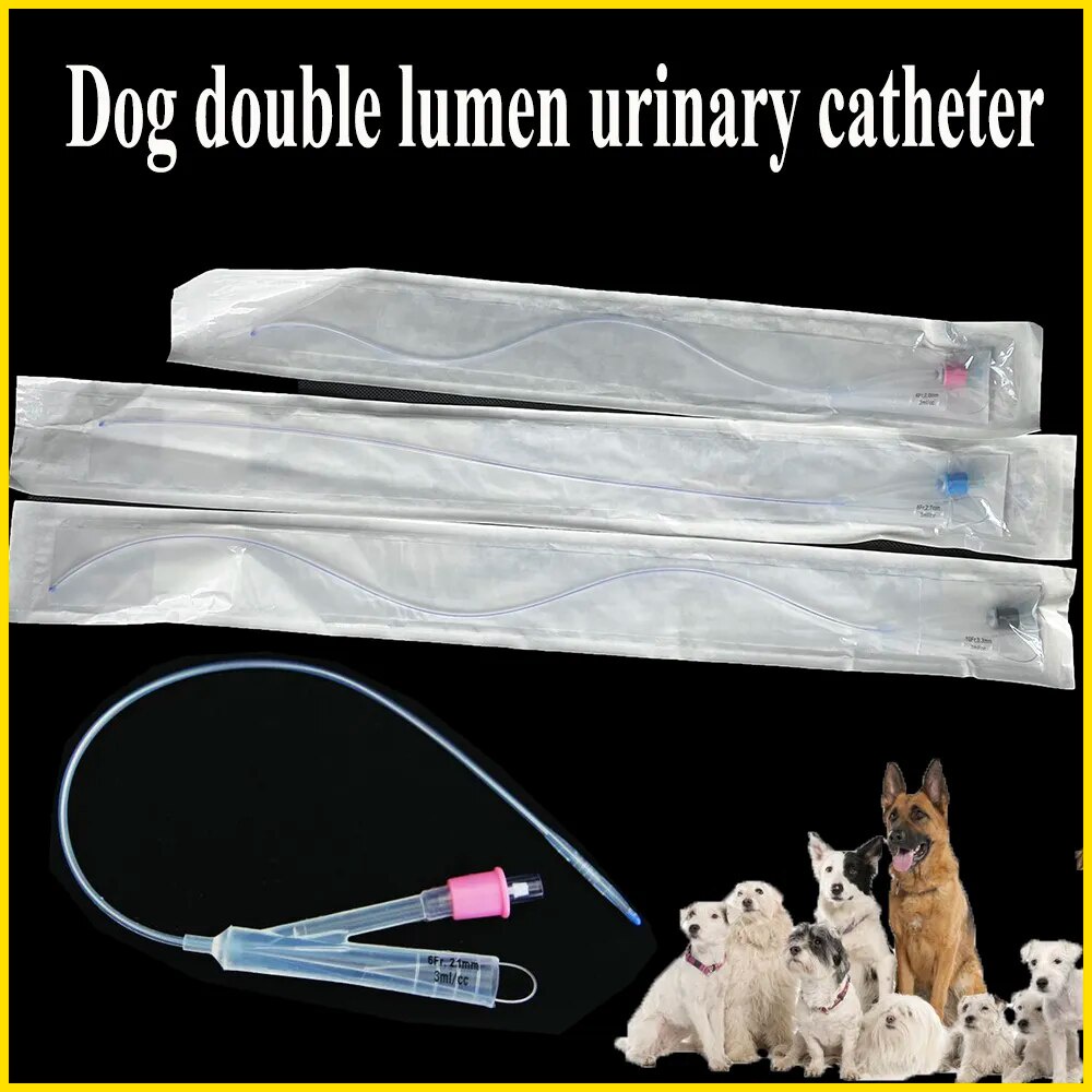 Double Lumen Silicone Urinary Retention Lithiasis Catheter Pipe Pet Dog ...