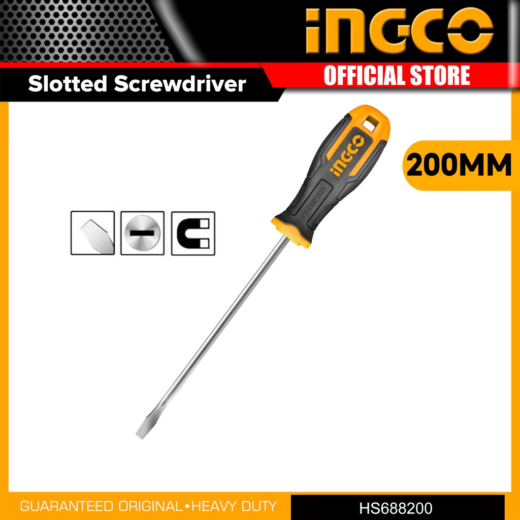 INGCO HS688200 Slotted Flat Head Flathead Screwdriver 200mm IHT YRWS