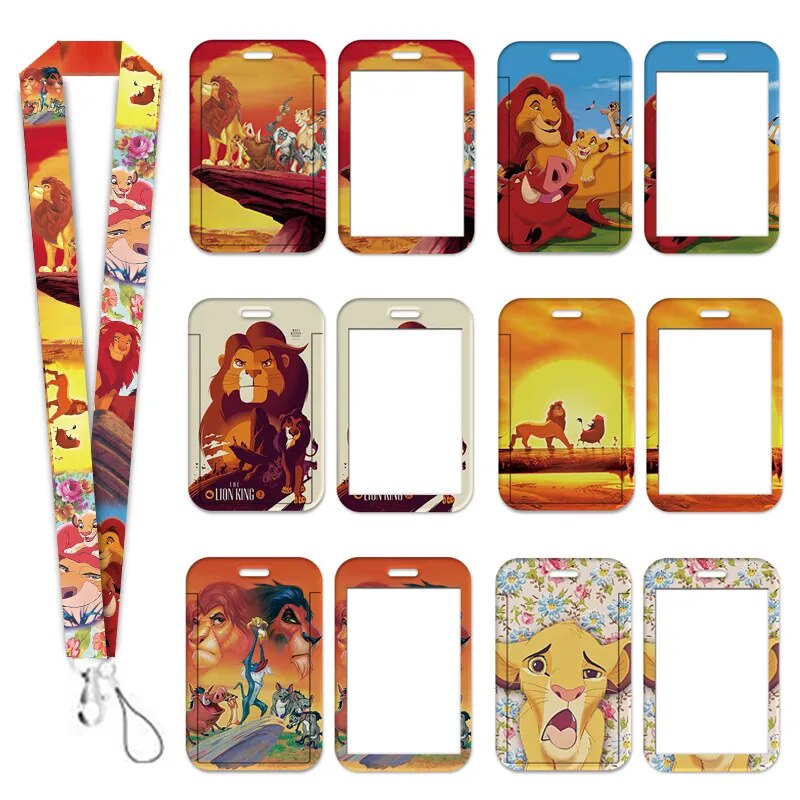 Disney the King Lion Card Holder Phone Lanyard Anime Cartoon Simba Lion