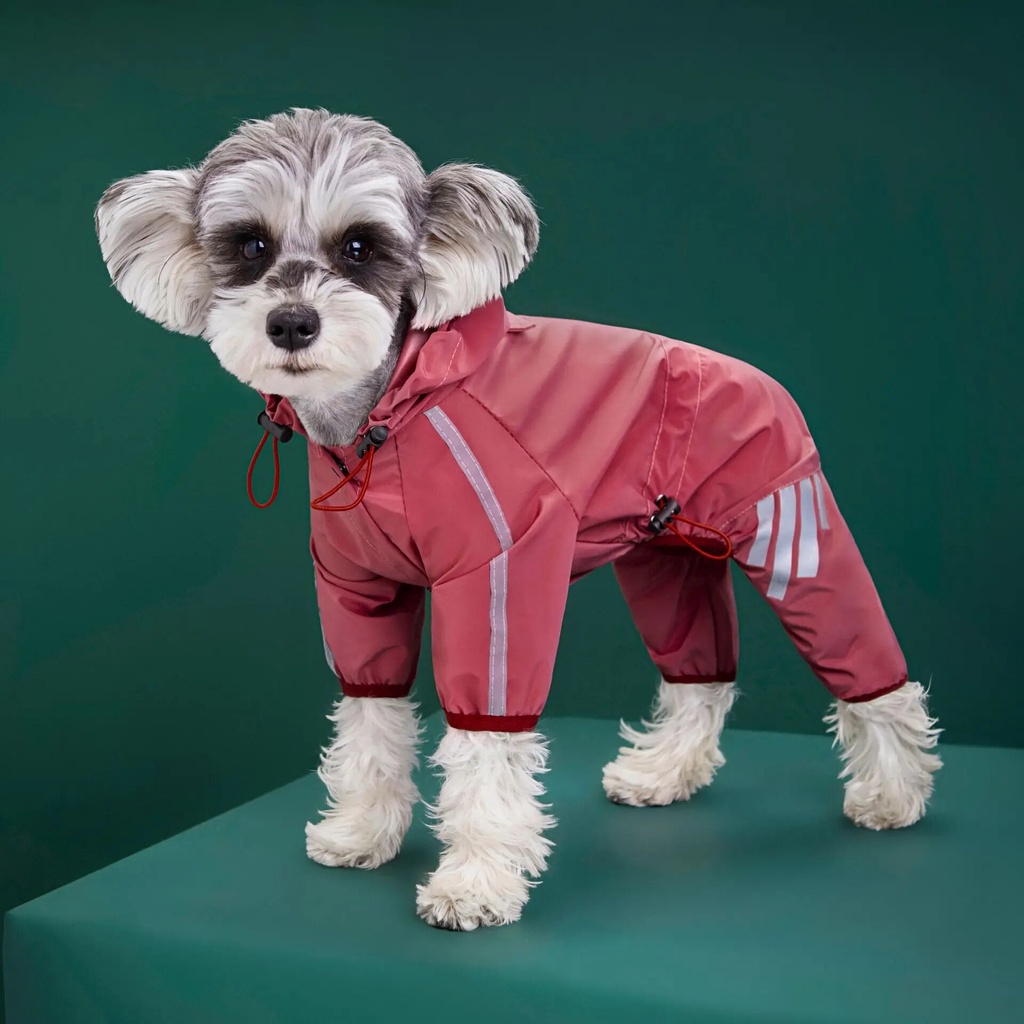 Full Cover OnePiece Dog Raincoat with Hood Waterproof Dog Suits