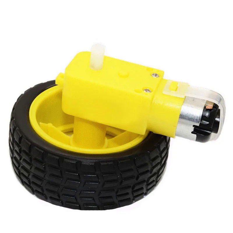 DC Electric Motor with Plastic TT Motor Tire Wheel 3-6V Dual Shaft Gear ...