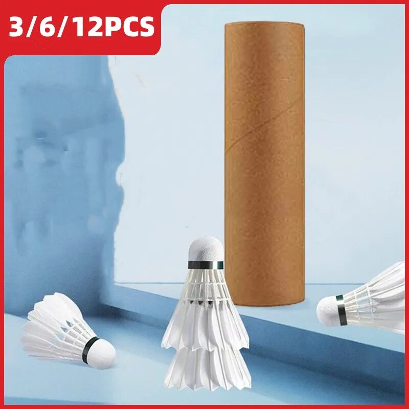 ♥Professional Badminton Shuttlecock White Goose Feather Foam Head Soft