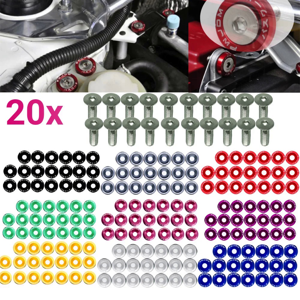 20pcs M6 JDM Car Modified Hex Fasteners Fender Washer Bumper Engine ...