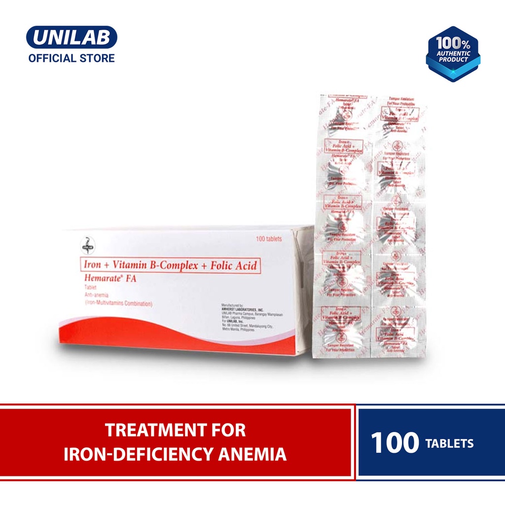 Hemarate FA 100 Tablets Iron+Vitamin +Folic Acid that helps