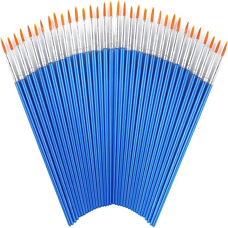 60pcs Small Round Tip Painting Brushes Set for Miniature Deatali