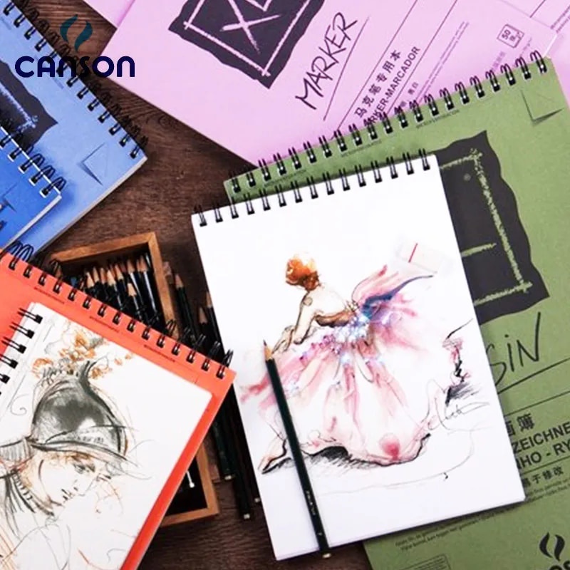 【CANSON Watercolor Sketchbook drawing paper coil Notebook Art Painting Sketch Book 16K/8K/A4/A3