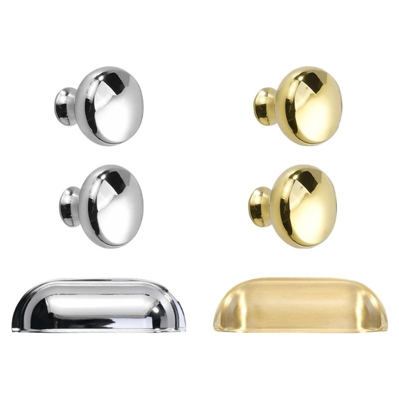 ☯Q6PE Cabinet Knobs Solid Brass Round Dresser Drawer Knobs Simple ...