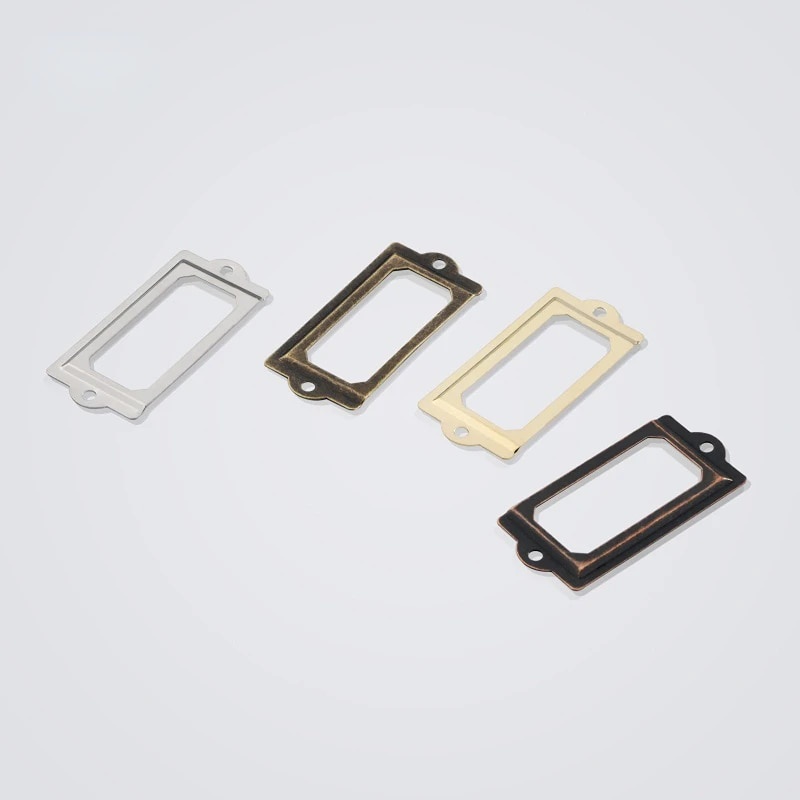 4pcs Antique Iron Tag Label Frame Name Card Holder Cabinet Drawer Case ...