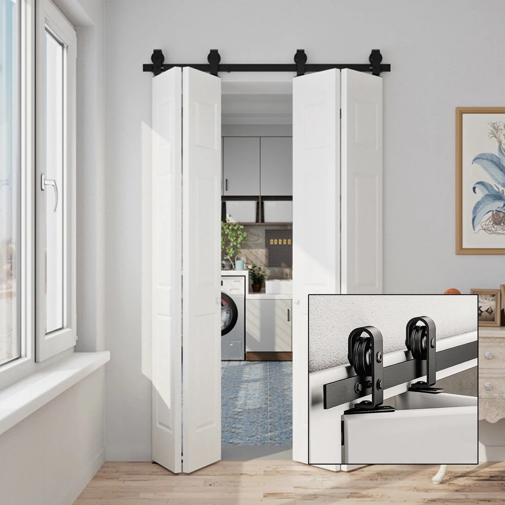 TwoFour Fold Sliding Door Fitting Set Folding Barn Door Bifold Sliding ...