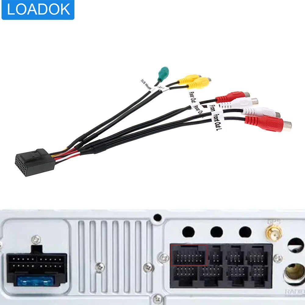 ⋛14 Pin 7 RCA Output Harness Subwoofer DIY Camera Cable Adapter Wiring