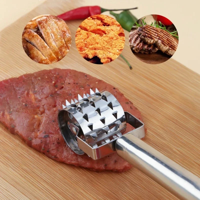 ☹Handheld Stainless Steel Roller Meat Tenderizer Beef Steak Pork Rib