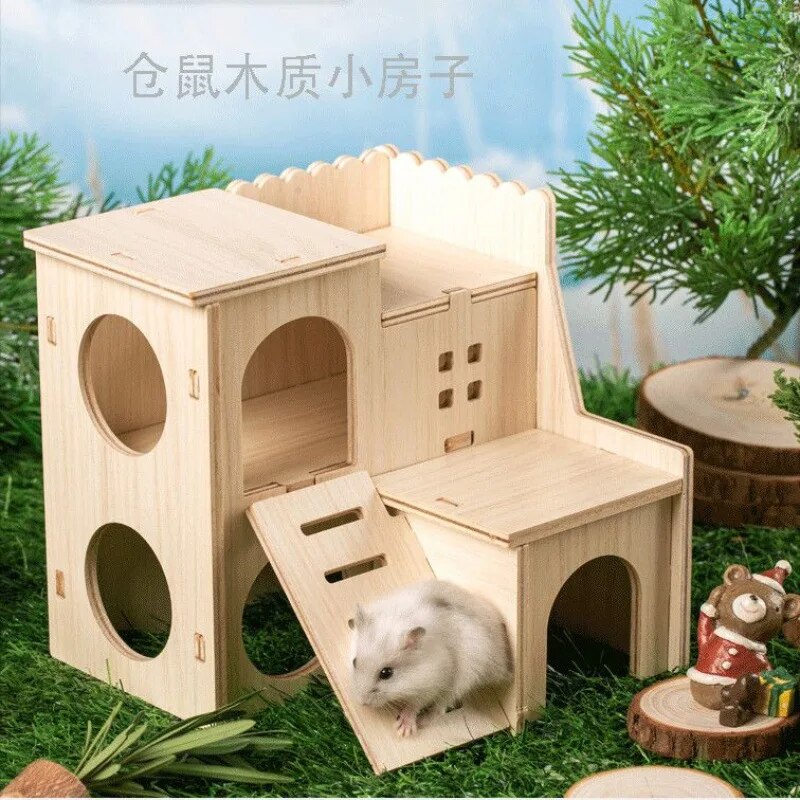 ⚖Golden Bear Baby Scenery Hamster Escape House Anti Bite Climbing ...