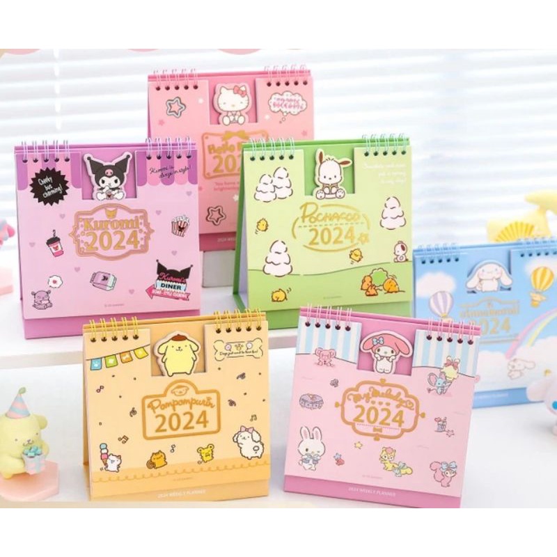 Cute 2024 Desk Calendar Planner Kuromi My Melody Calendar Date Desk