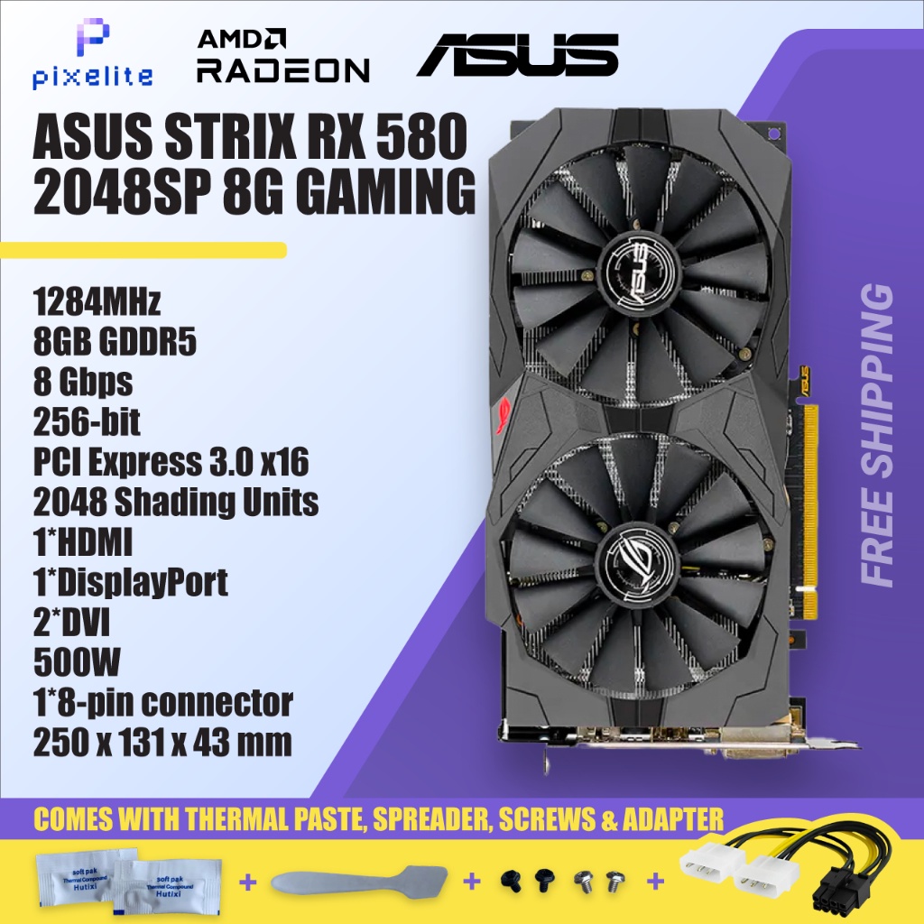 RX 580 Gaming Graphics Card, 8GB GDDR5 256 Bit Video Game Graphics Card,  PCI Express 3.0x16, Computer GPU PC Video Cards with Dual Fan Cooling Fan