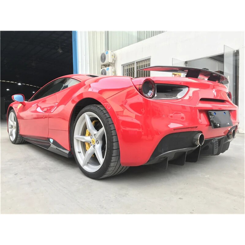 For Ferrari 488 GTB Rear Carbon Fiber Trunk Wing Spoiler & FronT Lip ...
