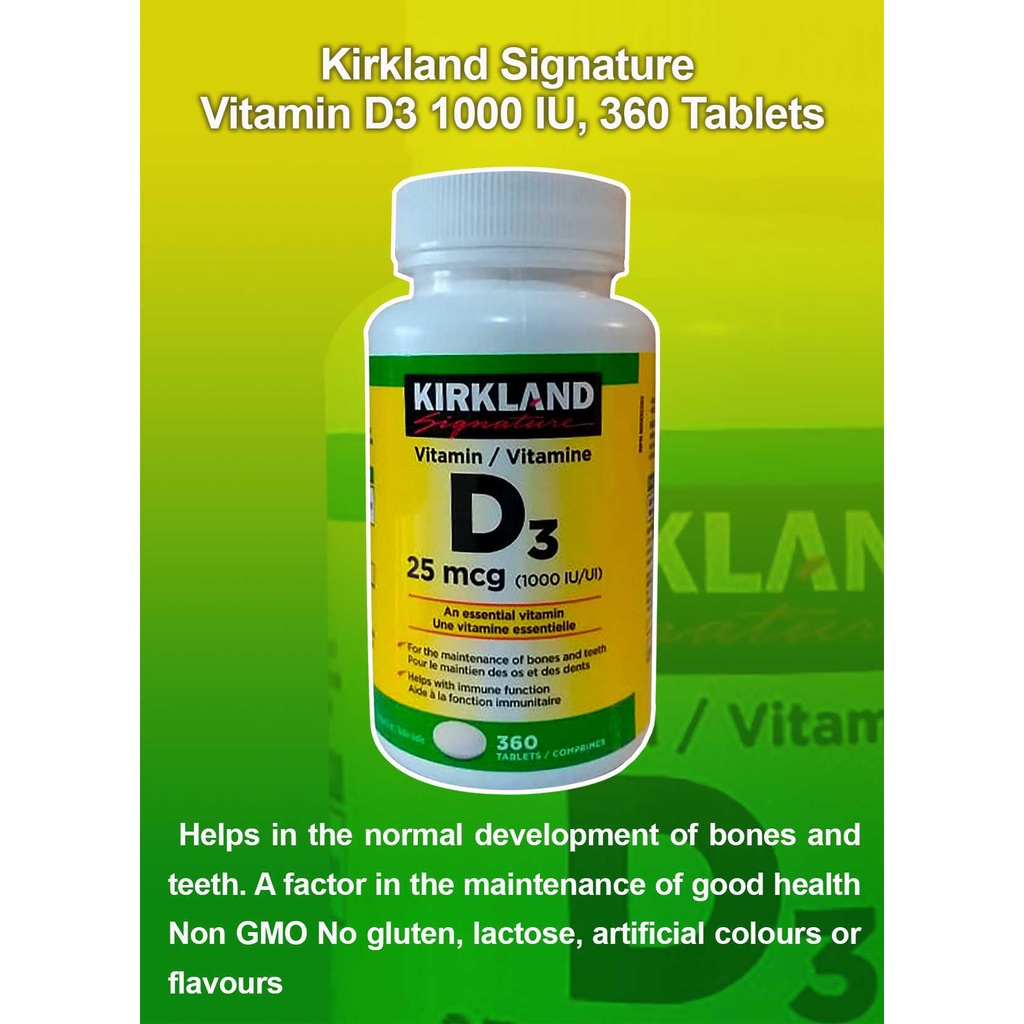 Kirkland Signature Vitamin D3 1000 IU, 360 Tablets Shopee Philippines