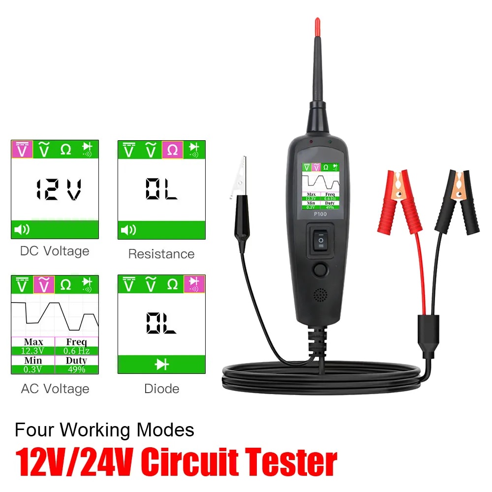 ⊹P100 24V 12V Probe Pen Car Tester Voltage Resistant Test Circuit ...