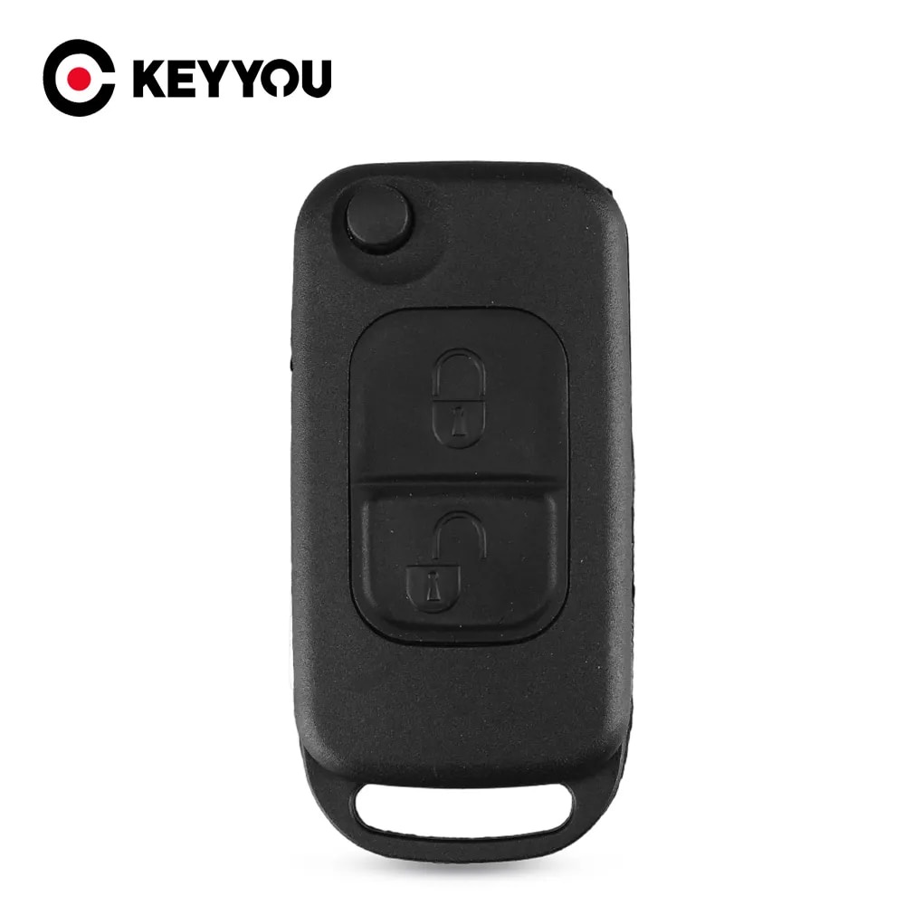 KEYYOU Flip Folding car Shell Remote Key Fob Case 2 Button For Mercedes ...