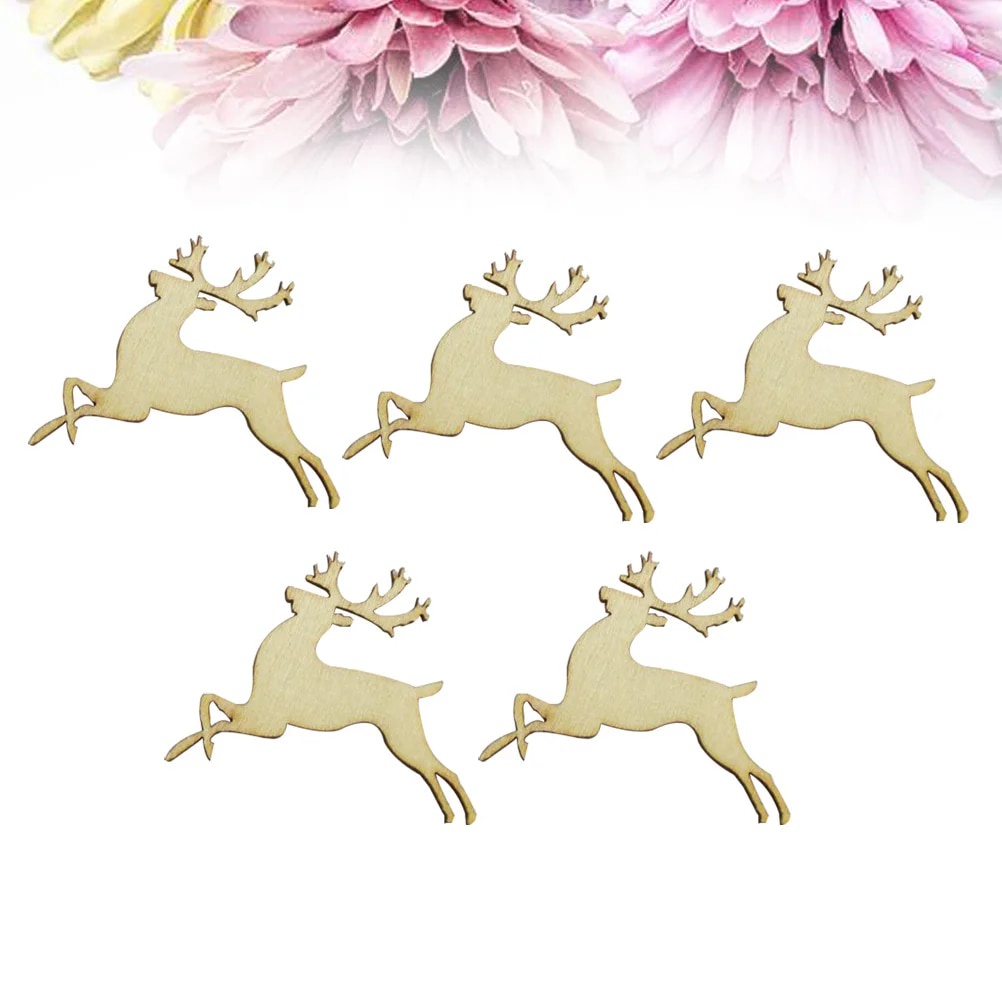 10PCS Wood Chips DIY Pure Handmade Accessory Wooden Deer Chips Puzzle ...