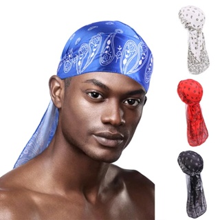 6 Pack Men's Durag Headwrap Waves Headscarf Bandana Doo Rag Long Tail  (Pink) 