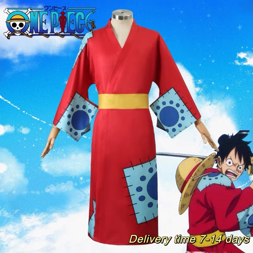 Anime One Piece Wano Country Monkey D. Luffy Cosplay Costume Kimono ...