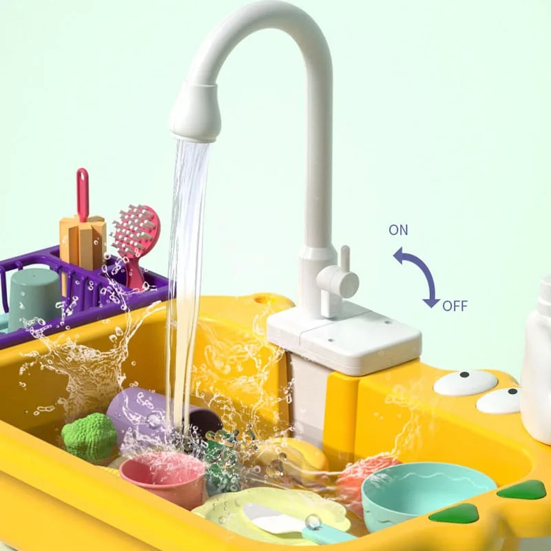 Kids Kitchen Sink Toys Electric Dishwasher Playing Toy With Running ...