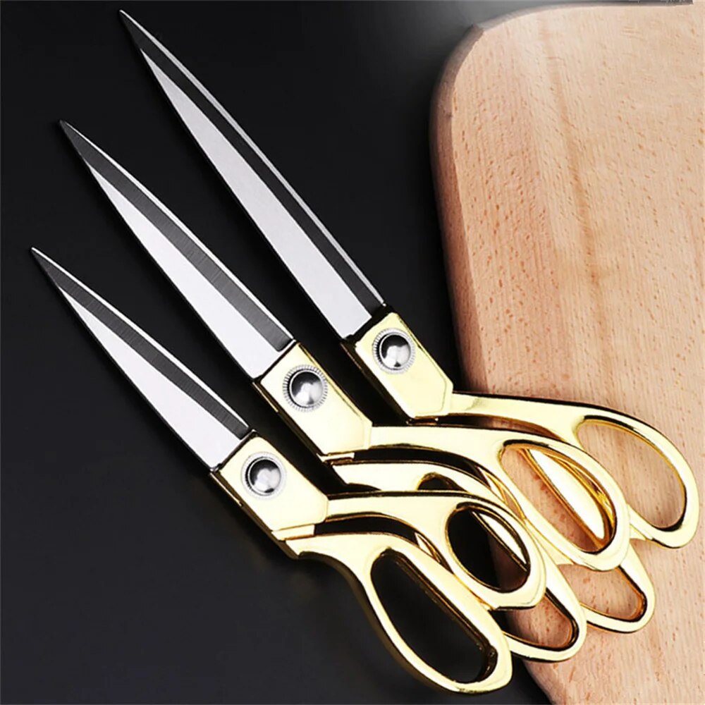 60W 3 Sizes Gold Big Stainless Steel Tailor Scissors Household Shears