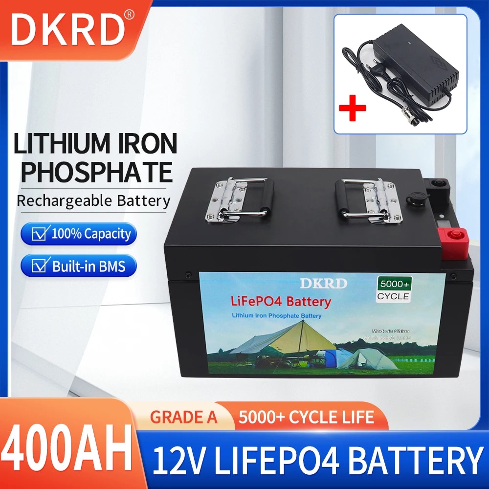 12V 400AH 300AH 200AH 100Ah LiFePo4 Battery Built-in BMS Lithium Iron ...