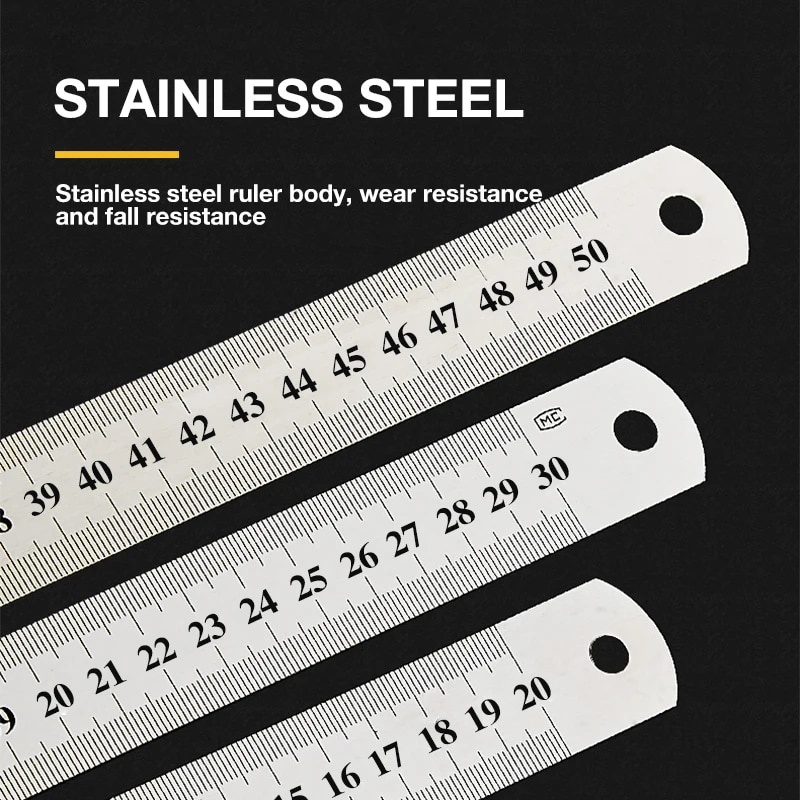 Stainless Steel Rule 15cm/20cm/30cm/50cm Double Side Scale Stainless ...