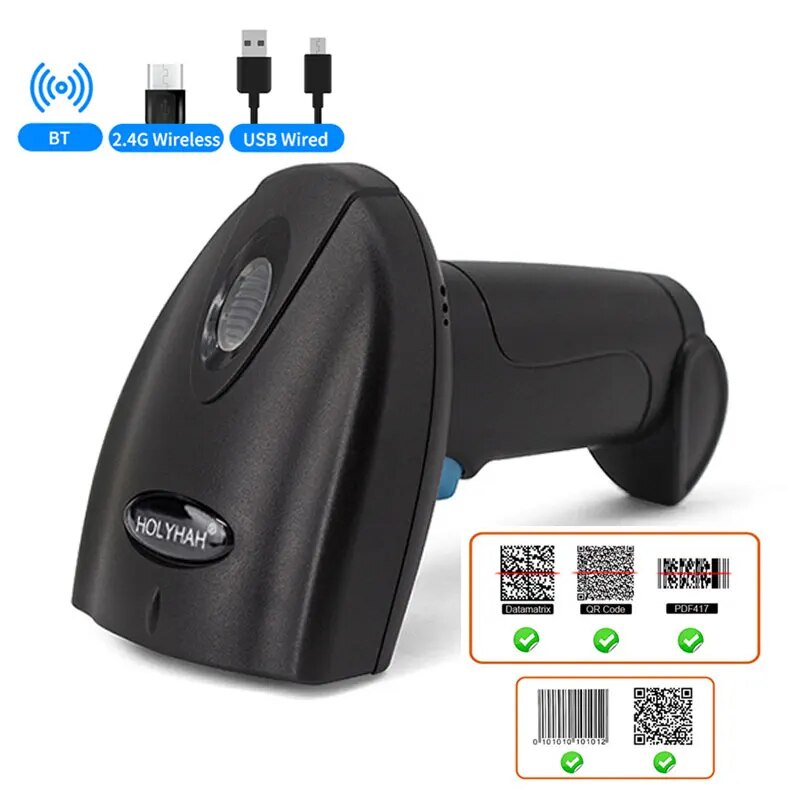 Portable Bluetooth 2D Barcode Scanner Wireless QR Code Scanner 1D USB ...