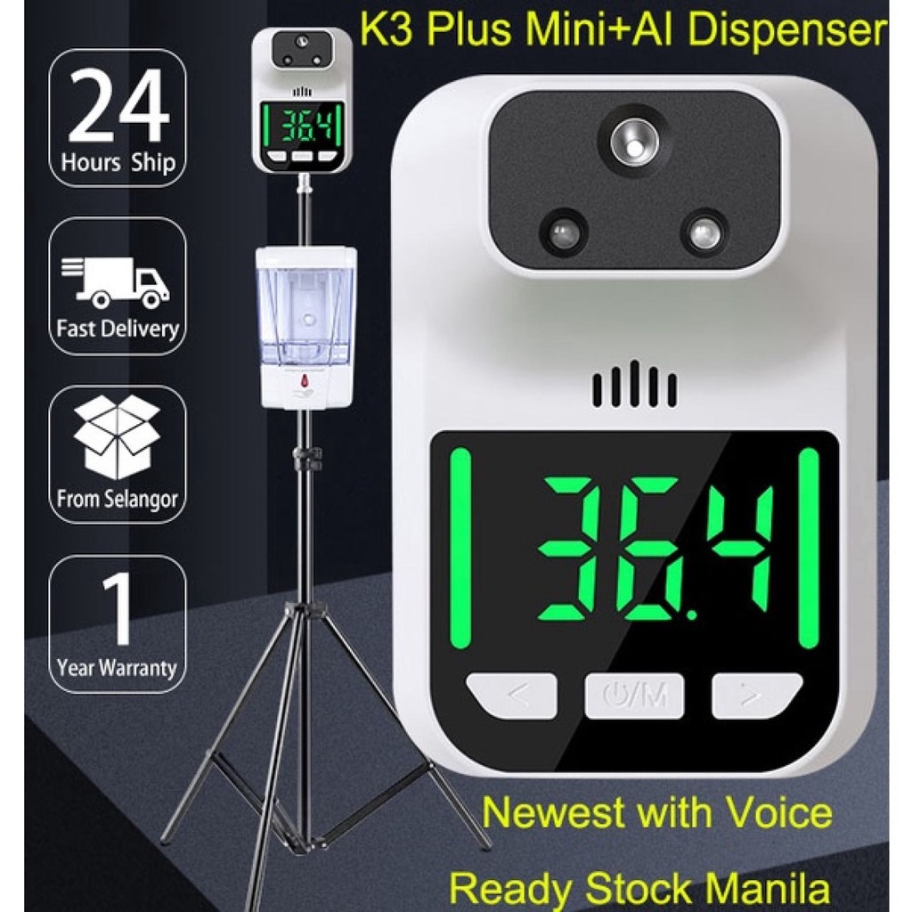 K3 Plus Thermal Scanner with Stand and Automatic Alcohol Dispenser with