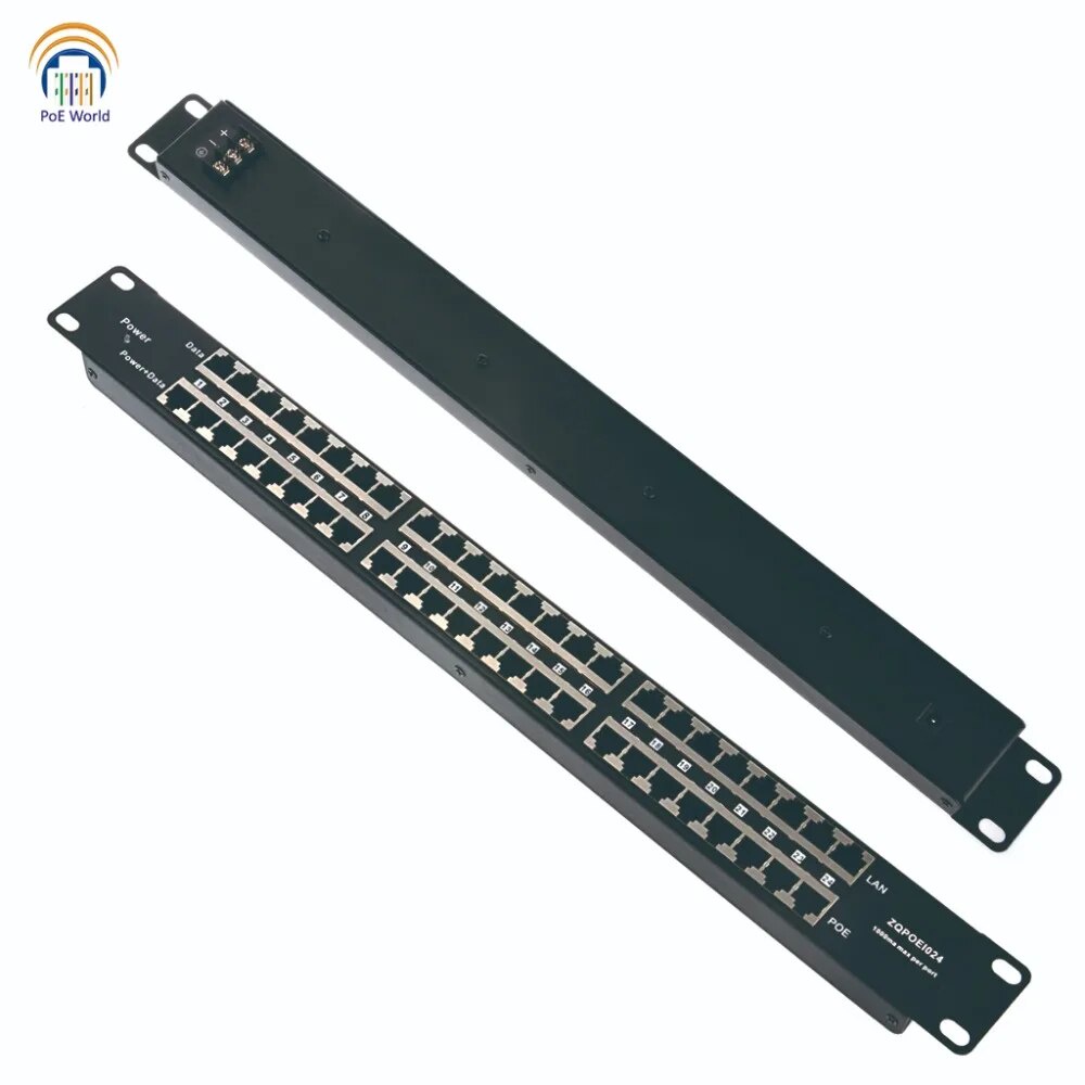 Passive PoE injector 24 Port Mid-span POE Patch Panel, Rack mount PoE ...