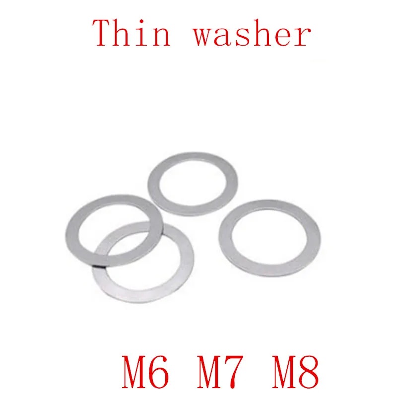 ☮50pcs/lot M6 M7 M8 Stainless steel Flat Washer Ultrathin gasket Ultra ...