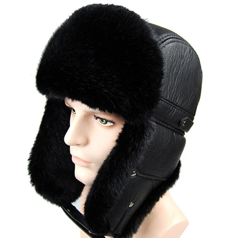 97Y Aviators Trapper Hat Trooper Ear Flaps Russian Ushanka Eskimo Warm ...