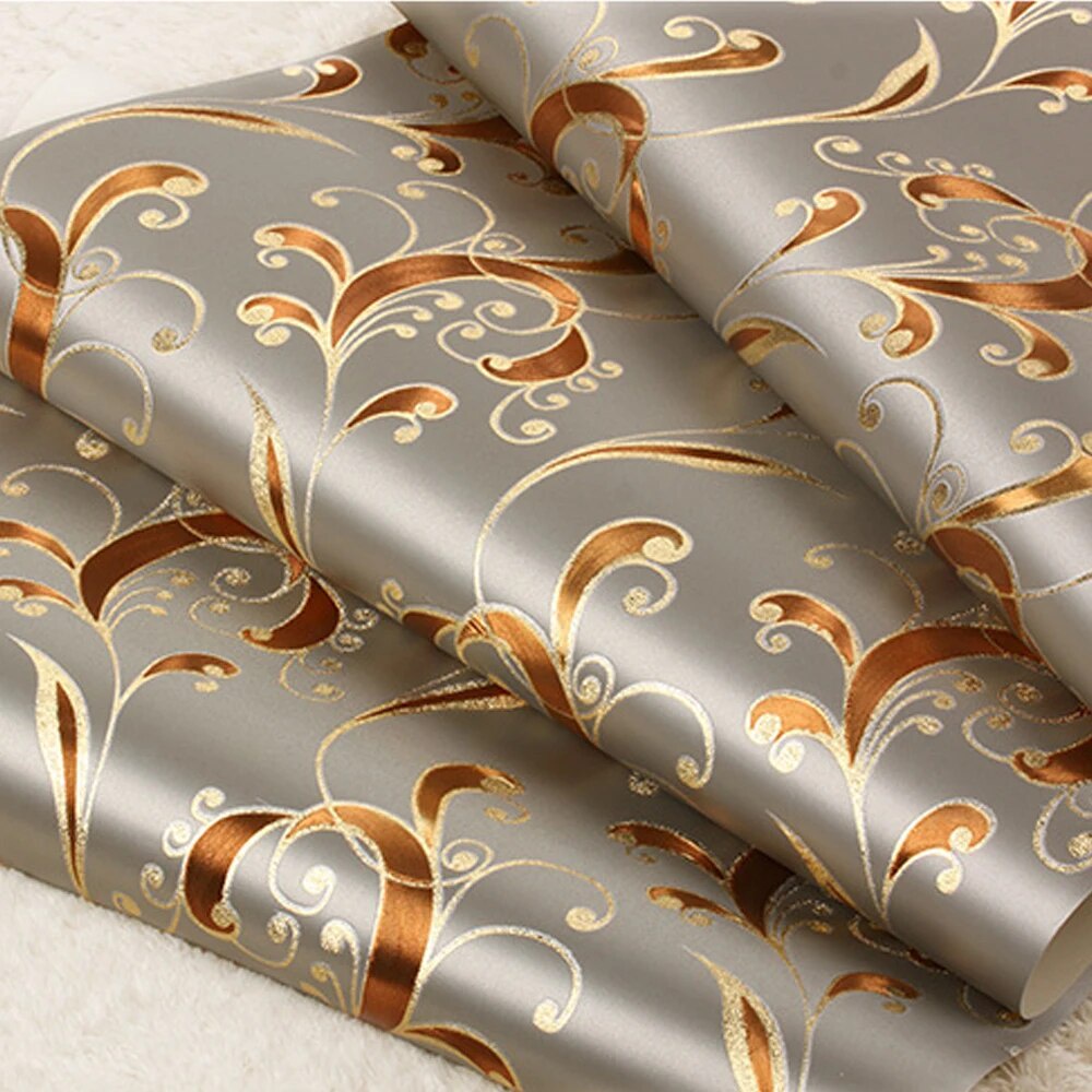 Glitter Papel De Parede Modern Embossed Foil Gold Metallic Floral