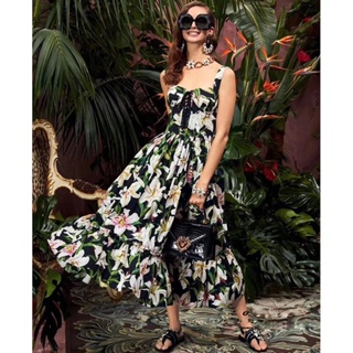 Tossy Spaghetti Strap Lily Floral Slip Dress Summer Casual Printed