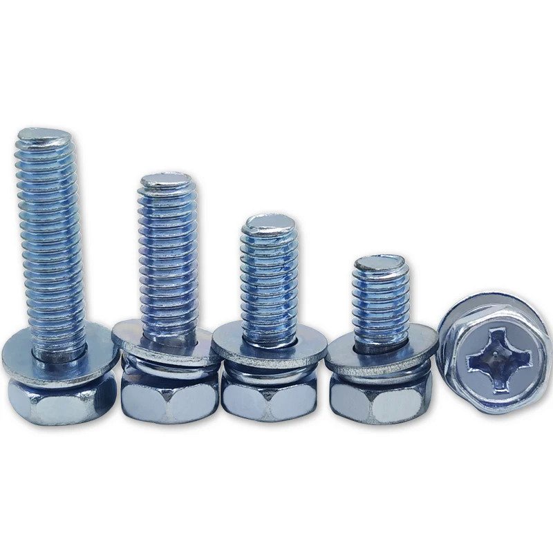 Newly launched 100pcs M8 M6 Hex Cross Bolt Phillips Flat Gasket Spring ...