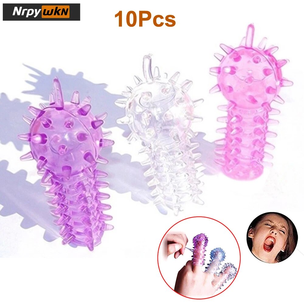 12C 10pcs/set finger Condoms Reusable Spiked Ring safe anal prostata