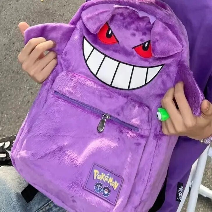 03i Pokemon Gengar New Anime Backpack Purple Plush Shoulder Bags Y2k ...