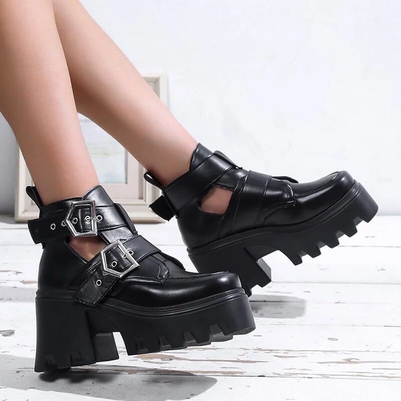 59m 2022 Spring Autumn Women Ankle Boots Gothic Platform Punk Winter