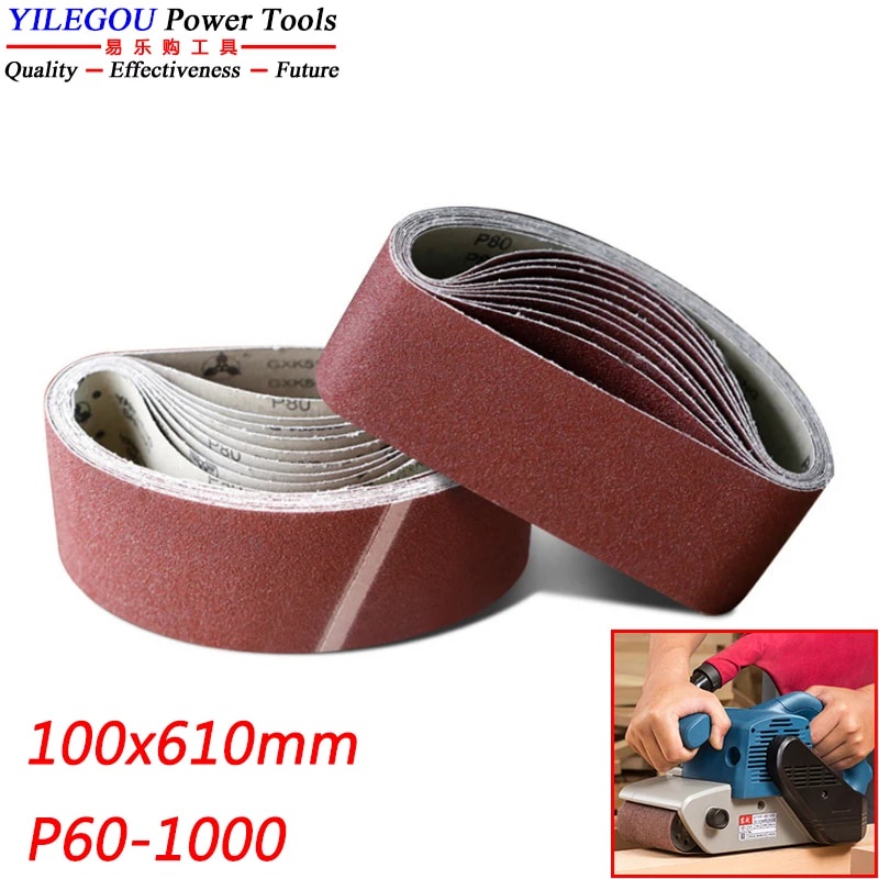 ⊹5 Pieces 100 * 610 mm Sanding Belt. 4\" x 24\" Aluminium Oxid Abrasive
