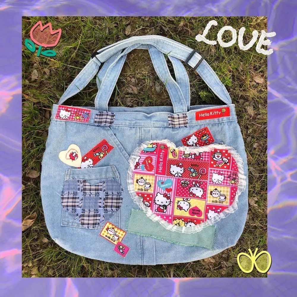 07R Backpacks for Women Hello Kitty Millennium Hot Girl Jean Bag