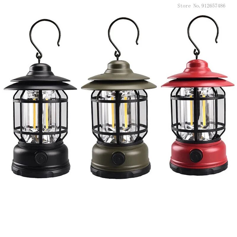 19O Outdoor COB Camping Lantern Retro Campsite Light Portable LED ...