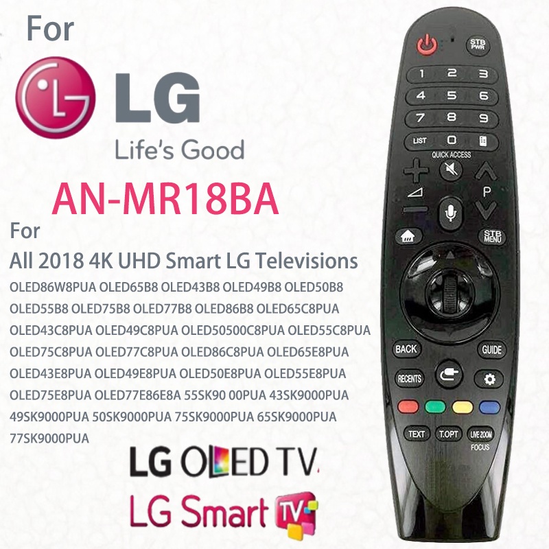 Mr18ba remote control for all LG 2018 4K UHD Smart TV no voice cursor to TV LG olled65w8pua